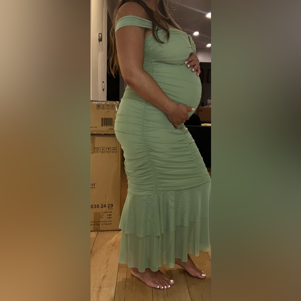 Worn once off the shoulder maternity dress